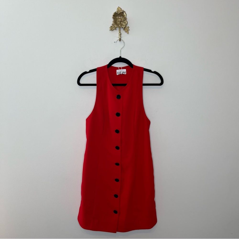Ganni Barbados Cherry Light Twill Suiting Mini Dress 36
